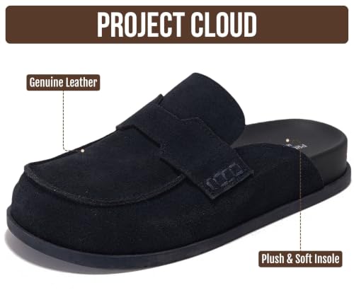 Image of Project Cloud 100% Genuine Leather Womens Clogs - Plush & Soft Insole with Arch Support Non Slip Mules & Clogs for Women Footwear - Water Resistant Women Shoes (Foamy)