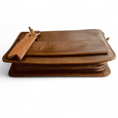 Geoffrey Mega Wallet I Signature Collection 100% Cow Leather Travel Passport, Cards and Cash Vintage Style with Zipper Closure3