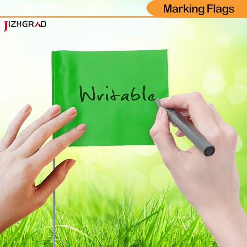Pacote com 100 bandeiras de marcação verde, bandeiras de marcação JIZHGRAD 40,6 x 12,7 cm para uso e