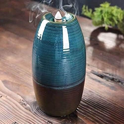 Miniatura 3 de Fuente de cerámica para quemador de incienso con reflujo en cascada, 80 conos de incienso de reflujo, 1 pinzas, 1 cojín