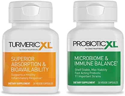 OmegaXL Shelf Stable Probiotic & Prebiotic Blend 30 Veggie Caps and TurmericXL Joint Support & Healthy Inflammatory Response 30 Veggie Caps