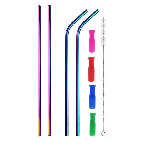Pitillos de acero inoxidable coloridos 12 pulgadas 4 piezas miniatura 1