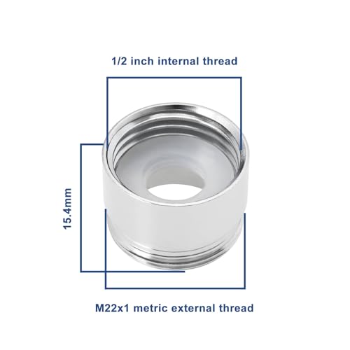 Create idea 4 Stück Wasserhahn Adapteranschluss aus Messing 1/2 Zoll Innengewinde auf M22x1,0 Metrisches Außengewinde Wasserreiniger Adapter für Maschine Geschirrspüler Badezimmer Küchenspüle