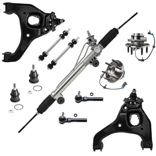 Detroit Axle - 2WD Front End Kit for 1999-2006 Chevrolet Silverado 1500 GMC Sierra 1500, 1 Rack and Pinion 2 Lower Control Arms 2 Wheel Bearing Hubs 2 Upper Ball Joints 2 Outer Tie Rods 2 Sway Bars