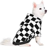 Dog Cozy in Cold Weather with Warm Dog Hoodie Outfits, Suitable for All Breeds (Race Checkerboard Checkered Black and White)