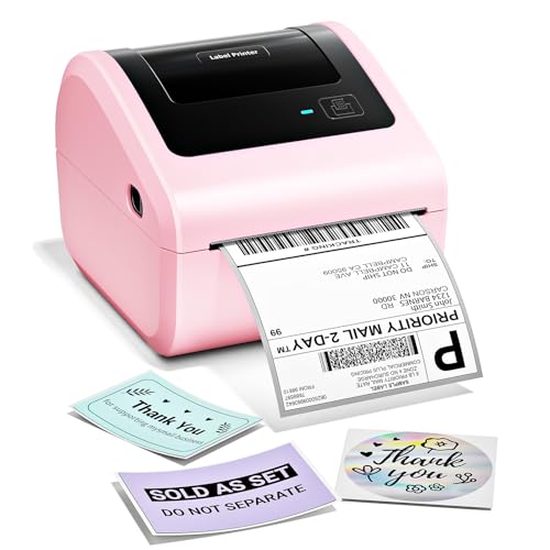 Phomemo D450BT Thermal Label Printer 4x6,Shipping Label Printer,Bluetooth Label Printers for Postage Package,Address,Logo,Lightweight Thermal Printer Compatible with Amazon,Shopify,Ebay (Pink)