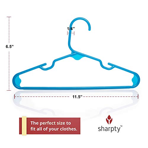 Sharpty Kids Plastic Hangers, Children's Hangers For Baby, Toddler, And Child Clothes - Everyday Standard Use - Ideal For Boys And Girls Closet, Clothing, Pants, Coats, And More - Blue, 20 Pack #TOP3