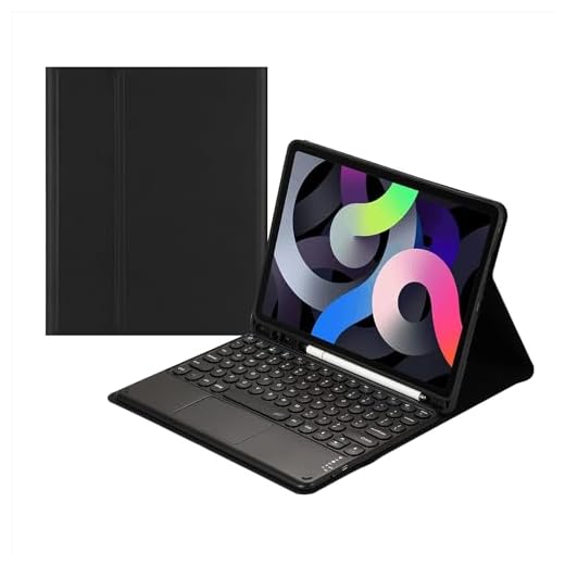 SAMTUNK Capa teclado Samsung Galaxy Tab A8 10.5" 2022/2021, Capa teclado touchpad Retro com teclas redondas Teclado colorido bonito Teclado sensível ao toque removível Capa -preto