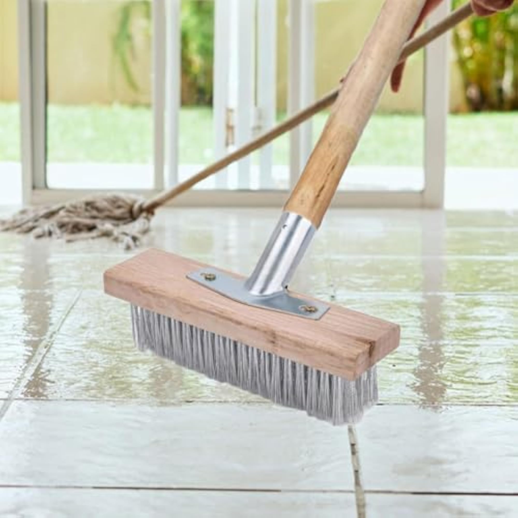 Stiff Steel Brush Floor Cleaning Tool for Driveways