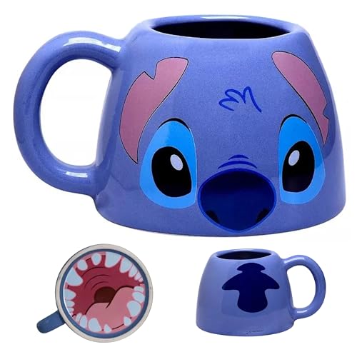 Zona Criativa – Caneca Ornamento Stitch 450ml em Cerâmica | Design Disney | Caneca Criativa e Colecionável para Presente