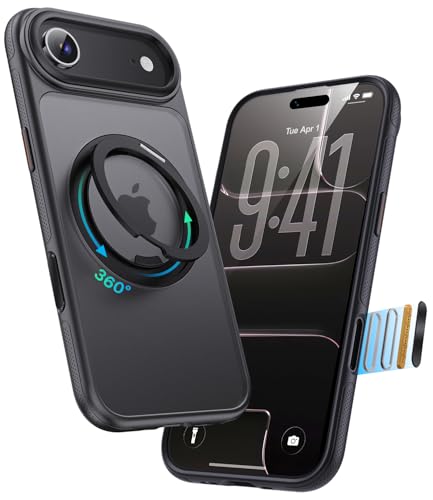 Image of for iPhone Air Case, Compatible with MagSafe, Slim Shockproof Military-Grade Rugged Protective Case with Stand, Camera Control, Comfort Grip (A-Black, iPhone Air)