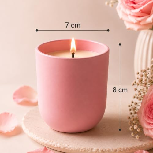 Image of Aura Decor Rose Amour Scented Candle | Luxury Rose Fragrance Candle with Bulgarian Rose, Vanilla & Cashmere Woods | Premium Glass Jar Aromatherapy Candle for Home Decor, Bedroom, Romance & Gifting