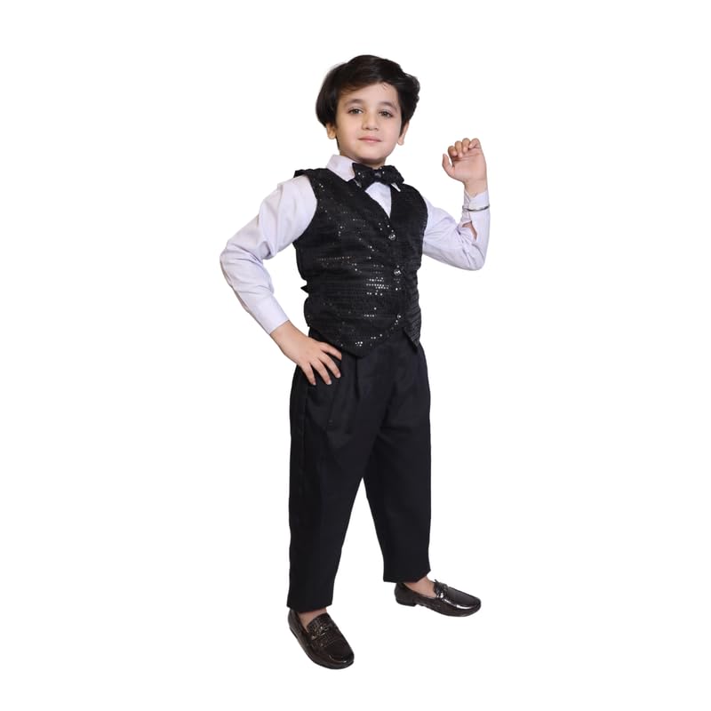 Image of Kaku Fancy Dresses Plain Waistcoat for Kids /Plain Jacket for Kids | Sequin Work Shinning Waist Coat For Annual Day Dance Competition (Only Jacket /Waistcoat - Shirt & Pant Not Included)