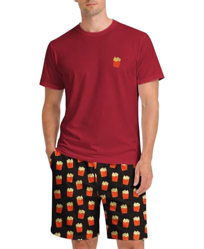 Image of Yoimira Mens Soft Pajama Set Short /Long Sleeve 2 Piece PJs with Pockets | Men's short /long sleeve pajama set, soft 2 piece PJs with pockets for sleepwear, loungewear, relaxing at home and nightwear