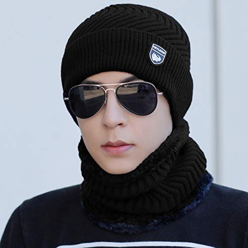 Bonnet tricoté chaud avec maille double épaisseur homme