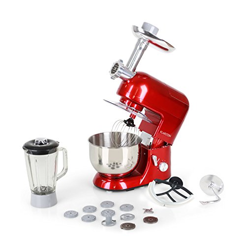 KLARSTEIN Lucia Rossa Kitchen Machine • Multi-function Stand Mixer • 1300 Watts • 5.3 qt Bowl • 1.3 qt Mixing Glass • Meat Grinder • Pasta Maker • Blender • Red - Thumbnail 3