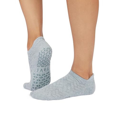 TAVI Women’s Savvy Grip Socks 2-Pack - Pilates Socks with Grips for Women, Slipper Socks for Pilates, Yoga, and Ballet - Shitake Geo/Mirage Heather, Small3