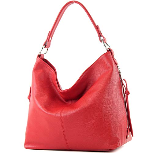 modamoda de Damen Schultertasche, Leder T160, Farbe:T160 Signalrot Cover