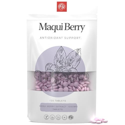 Fitness Health Maqui Berry Tablets 1000mg 120 Tablets | Suitable for Vegan | Health & Wellbeing | Pure Maqui Berry Extract | Energy & Immunity Booster Supplement | UK Manufactured