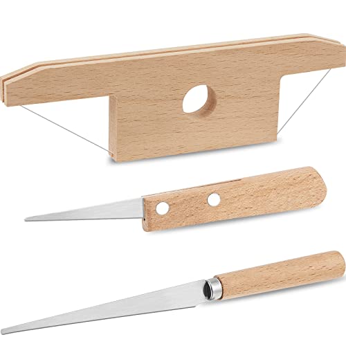 Amylove 3 Pieces Pottery Tools Cutting Clay Trimming Tool Includes Wood and Wire Bevel Cutter...
