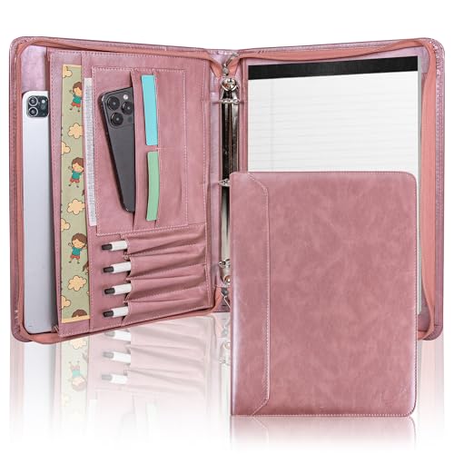 Planner Binder,Padfolio for Women,Leather Binder 3 Ring, A4 Binder Planner with Laptop Pocket,Legal