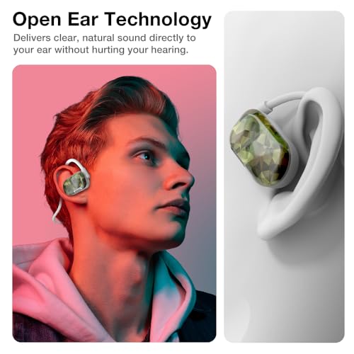 Image of Purity Air Open Ear Headphones - True Air Conduction Wireless Bluetooth Open Ear Earbuds with Dual Mic for iPhone /Android - Secured Long Wearing Comfort, Sports Sweat Resistant (CEDD164)