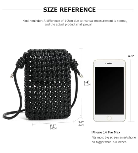 myfriday Woven Leather Crossbody Phone Bag for Women, Small Sling Shoulder Purse Trendy Summer Bag with Buckle Closure2