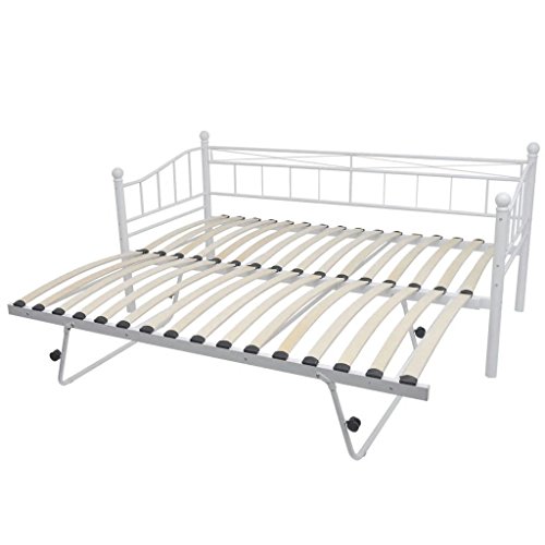 vidaXL Estructura de Sofá Cama Sin Colchón de Acero Blanco Cama Nido...