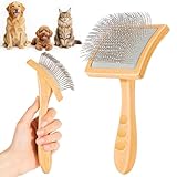GROOMAGE Slicker Brush for Long-Haired Dogs & Cats, Professional Dog Grooming Brush for (Goldendoodles, Poodles, Labradoodles), Large Pets Pin Tips Brushes with Natural Beech Wood Ergonomic Handle