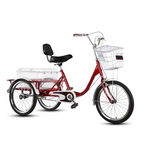 hybmszj 三輪車 大人用 高齢者用ペダル自転車 3輪クルーザーバイク 耐荷重330ポンド 24インチホイール 1段変速 大人用バスケット付き折りたたみ式三輪車 大型バスケット付き リクリエーション ショッピング ピクニック エクササイズ メンズ レデ
