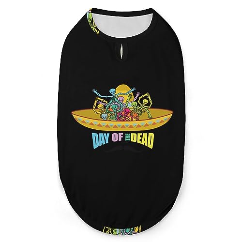 Day of Dead Colorful Skull Pets Shirt Vest Cute Dog Tank Top Soft Sleeveless T-Shirt for Puppy Kitty Cats 2XL
