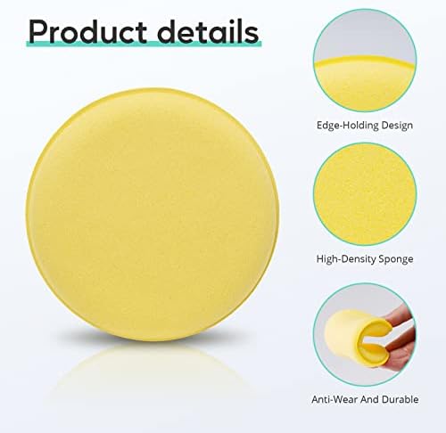 WildAuto 8Pcs 5-inch Car Wax Applicator Pads, Sponge Car Polishing Pad, Microfiber Soft Foam Applicator Cleaning Pads for Cleaning Car Vehicle Window Glass (Yellow)