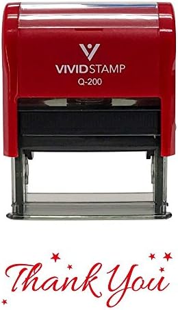 Thank You w/Stars Self Inking Rubber Stamp (Red Ink) - Medium