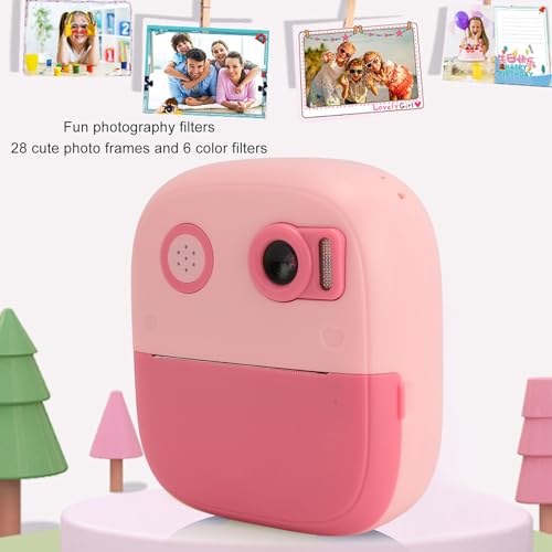 Impressão Instantânea de Câmera Infantil, 1080P HD Impressão Instantânea de Foto Tela de 2,4 Polegad