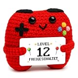 HUKUMA Gehäkelter Gamecontroller, 12. Geburtstag Junge Geschenk, Geschenk zum Geburtstag für Zocker, Pocket Hug Positive Plüsch,Lustige Kleines Geburtstagsgeschenk für Jungen, Nerds und Mädchen