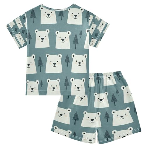senya Short Sleeve Pajamas Sets Summer Cotton Sleepwear Bear Tree2