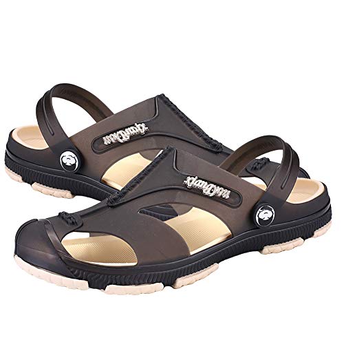 RIsxffp Hombres Hollow-out Back Strap Zuecos Zapatos Slip-on Sandalias Summer Beach Slippers Black 42