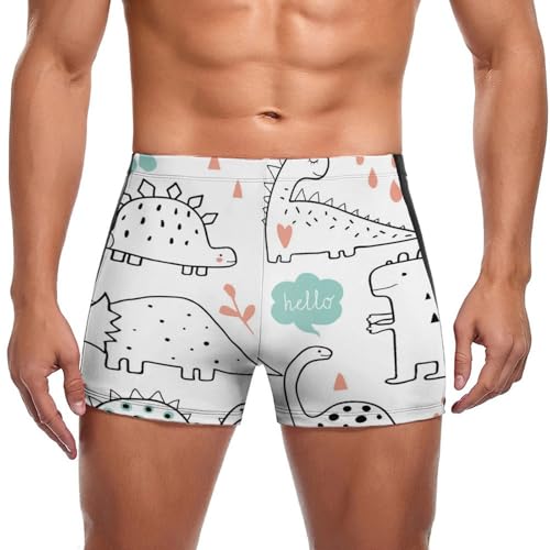 Slip de bain blanc à motif dinosaure | Le confort séchage rapide à la plage