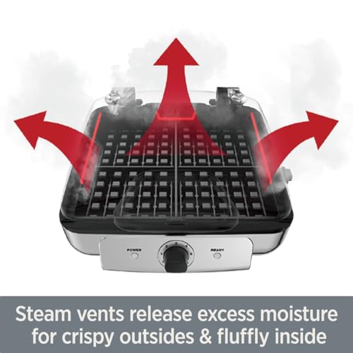 image for All-Clad Stainless Steel Waffle Maker 4 Section, Thick Belgium Waffle 