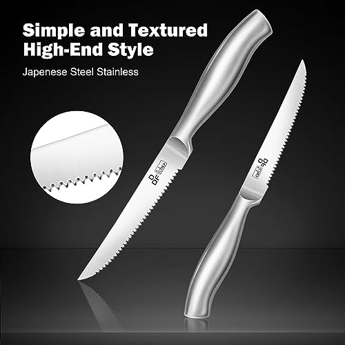 DDF iohEF Steak Knife Set, 6 Piece Steak Knife, High Carbon Japanese Stainless Steel Serrated Steak Knives - Image 4