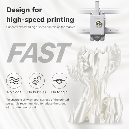 Image of AMOLEN Silk PLA Filament 1.75mm 3D Printer filaments, Shiny White Filament for 3D Printing, 1kg(2.2lbs) Spool, Compatible with Most Printer(Silk White)