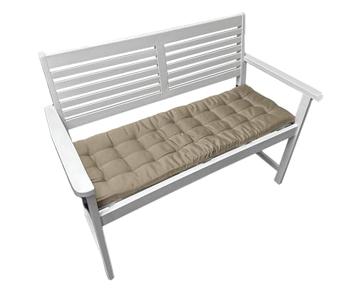 Brandsseller Cojín de Banco 140x40x4 cm – para Banco de jardín y Banco de Comedor – Impermeable, fácil de Limpiar y Acolchado Suave – Uso Interior y Exterior – Taupe/Beige