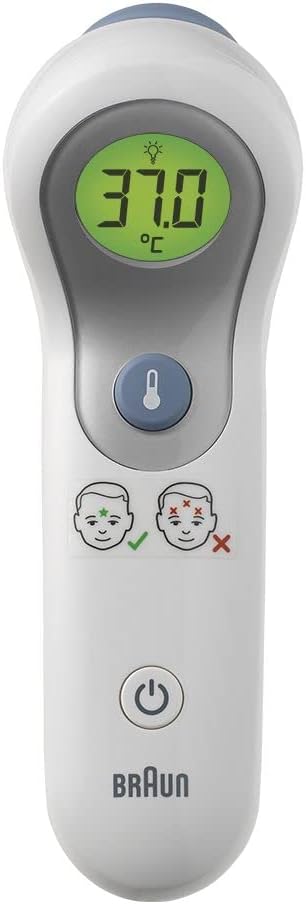 Braun No Touch + forehead thermometer (Position Check, color-coded fever guidance, fast measurement, backlit display), BNT300 & Healthcare ThermoScan 7 Ear thermometer with Age Precision, IRT6520