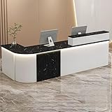 Elegante escritorio de recepción con armario y cajón, mobiliario funcional para espacios de trabajo organizados