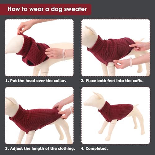 CITÉTOILE Hundepullover – Warme, Ärmellose Strickjacke mit Rollkragen für Kleine & Mittelgroße Hunde | Weiches Fleece, Bequem & Atmungsaktiv | Ideal bei Kälte | Rot, M