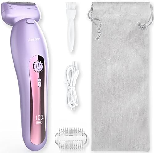 Electric Shaver for Women with LED Lights, Womens Electric Razor for Legs Underarms Bikini Public Hair, Wet or Dry Shaving Razors, Portable Ladies Body Hair Trimmer Rechargeable & Battery Indicator