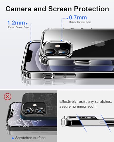 Image of HOOMIL Case for iPhone 12 Mini 5.4-Inch, Non-Yellowing, Drop Protection, Anti-Scratch Transparent Hard Back Phone Cover - Black