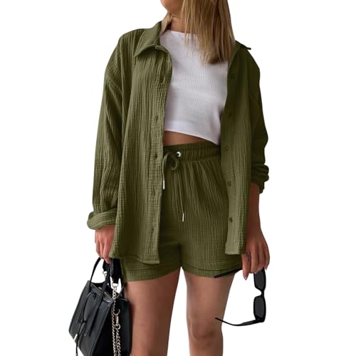 Rosennie Sommer Outfits Damen Bluse Damen T Shirts Damen Tactical Shirt Zweiteiler Outfit Damen Set Loungewear Damen Musselin Set Damen Travel Outfit Damen Dirndlbluse Spitze