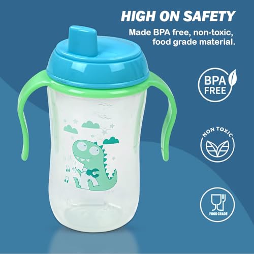 Image of BAYBEE 300ML Baby Sipper Cup for Kids -BPA-Free, Leakproof, Spill-Proof Feeding Bottle with Soft Silicone Handle|Toddler Sippy Cup, Training Bottle for Babies, Infants, Boys & Girls (Green,6M-3Y)