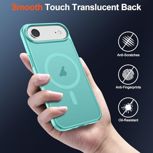 Image of SUPFINE Magnetic for iPhone Air Case (Compatible with MagSafe)(Military Grade Drop Protection) Slim Translucent Matte Shockproof with Anti-Fingerprint Phone Cover for 17 Air,Blue Green